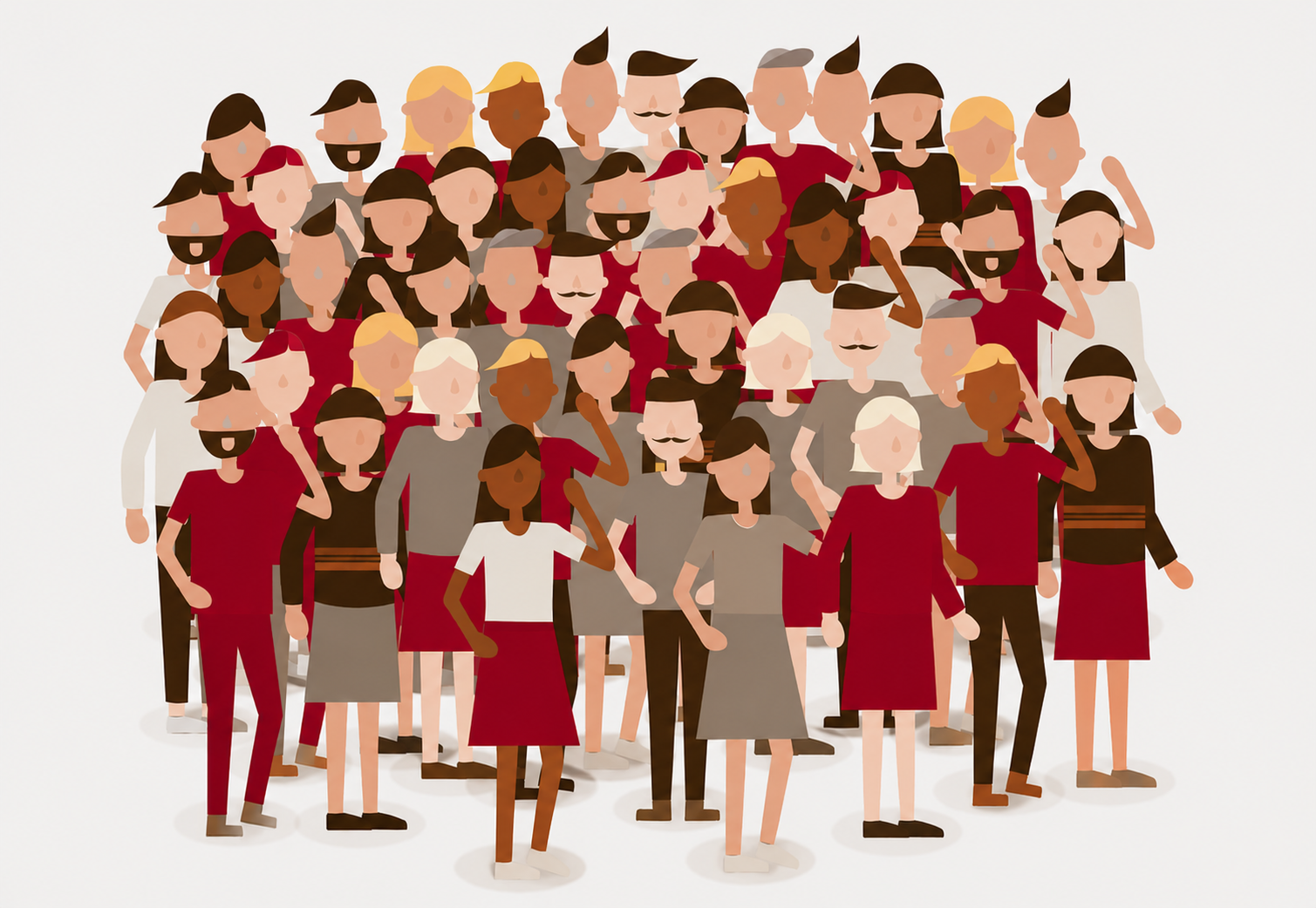 Diverse group in a vector-style illustrated portrait.
