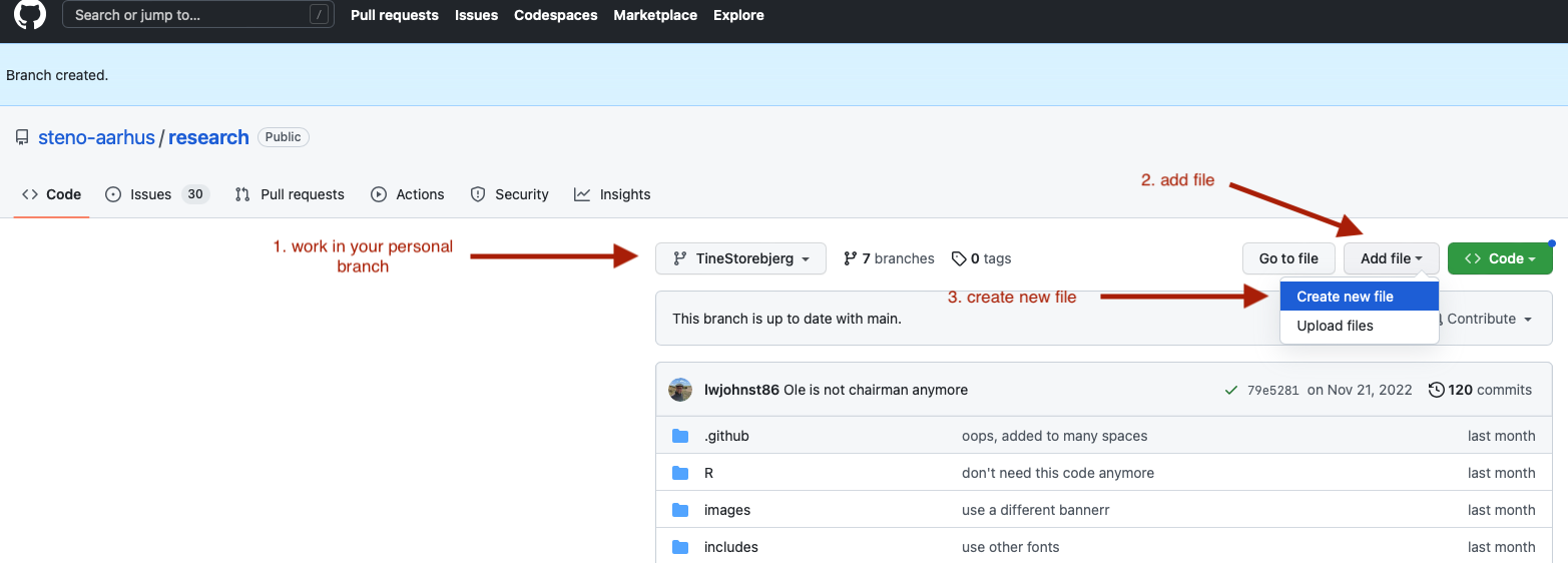 Screenshot of adding a new file to the SDCA Research GitHub page.